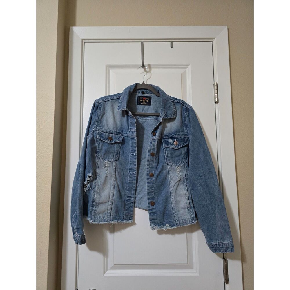 High Star Distressed Denim Jacket Size XL